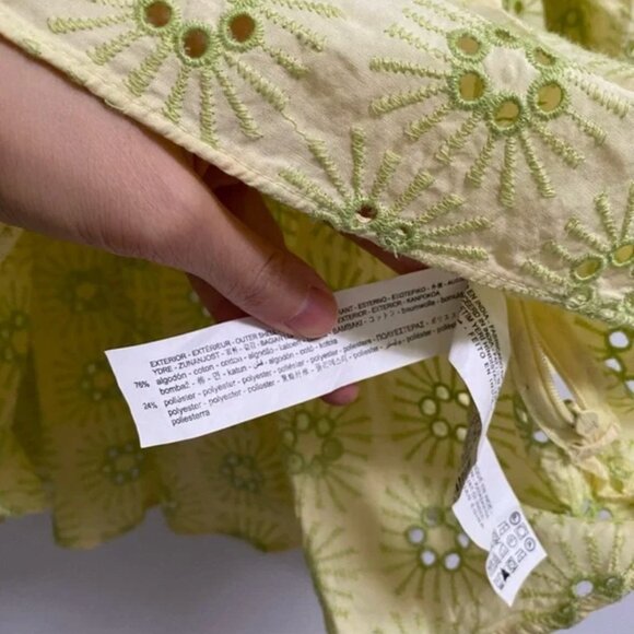 Zara Openwork Embroidered Eyelet Puff Sleeve Top XS - Picture 9 of 10